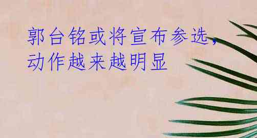郭台铭或将宣布参选,动作越来越明显