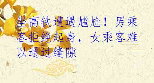 坐高铁遭遇尴尬!男乘客拒绝起身,女乘客难以通过缝隙