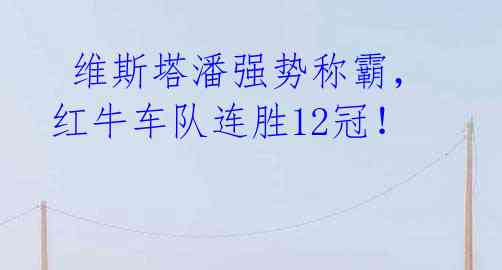 维斯塔潘强势称霸,红牛车队连胜12冠!