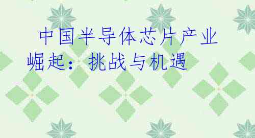 中国半导体芯片产业崛起:挑战与机遇