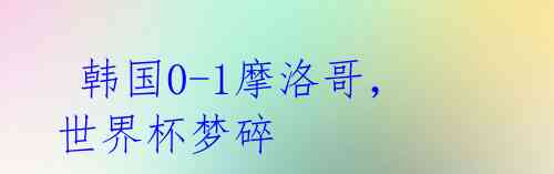  韩国0-1摩洛哥，世界杯梦碎