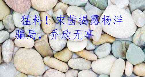 猛料!宋茜揭露杨洋骗局,乔欣无辜