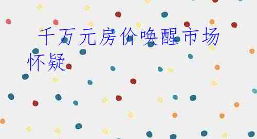 千万元房价唤醒市场怀疑