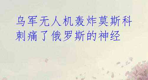  乌军无人机轰炸莫斯科 刺痛了俄罗斯的神经 