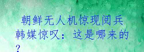  朝鲜无人机惊现阅兵 韩媒惊叹：这是哪来的？ 