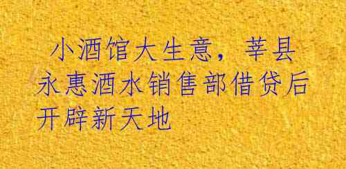 小酒馆大生意,莘县永惠酒水销售部借贷后开辟新天地