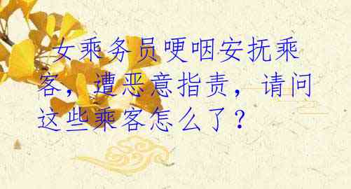 女乘务员哽咽安抚乘客,遭恶意指责,请问这些乘客怎么了?