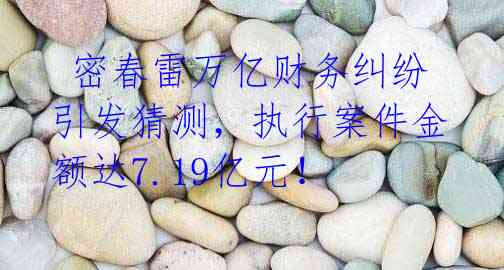 密春雷万亿财务纠纷引发猜测,执行案件金额达7.19亿元!