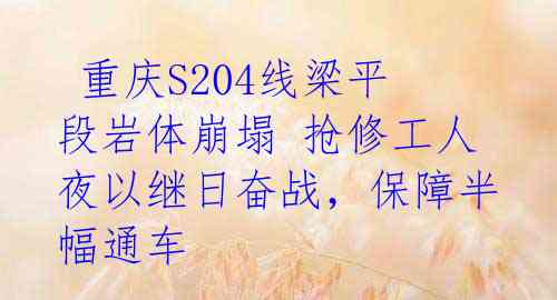 重庆S204线梁平段岩体崩塌 抢修工人夜以继日奋战,保障半幅通车