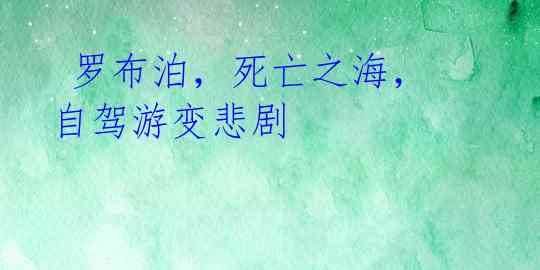 罗布泊,死亡之海,自驾游变悲剧