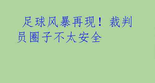足球风暴再现!裁判员圈子不太安全