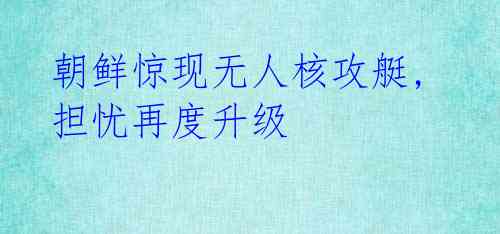 朝鲜惊现无人核攻艇, 担忧再度升级