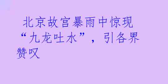 北京故宫暴雨中惊现“九龙吐水”,引各界赞叹