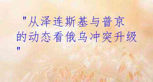  "从泽连斯基与普京的动态看俄乌冲突升级" 