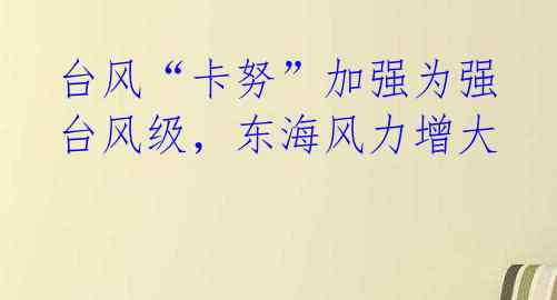 台风“卡努”加强为强台风级,东海风力增大