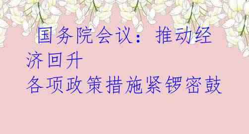  国务院会议：推动经济回升 各项政策措施紧锣密鼓 