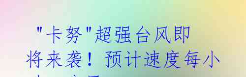 "卡努"超强台风即将来袭!预计速度每小时20公里
