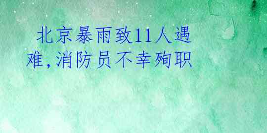  北京暴雨致11人遇难,消防员不幸殉职 