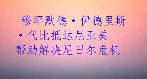  穆罕默德·伊德里斯·代比抵达尼亚美 帮助解决尼日尔危机 