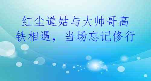  红尘道姑与大帅哥高铁相遇，当场忘记修行 