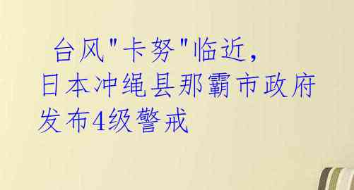  台风"卡努"临近，日本冲绳县那霸市政府发布4级警戒 