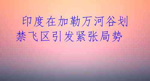  印度在加勒万河谷划禁飞区引发紧张局势