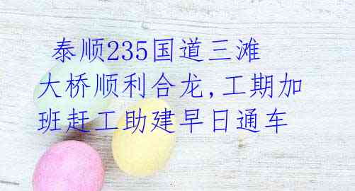 泰顺235国道三滩大桥顺利合龙,工期加班赶工助建早日通车