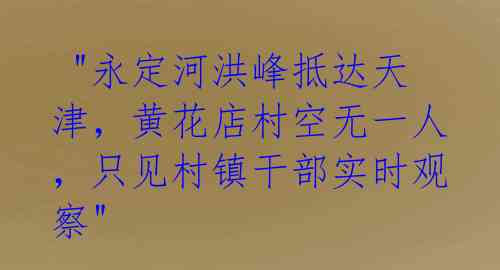 "永定河洪峰抵达天津,黄花店村空无一人,只见村镇干部实时观察"