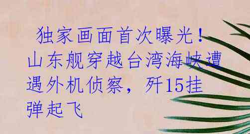 独家画面首次曝光!山东舰穿越台湾海峡遭遇外机侦察,歼15挂弹起飞