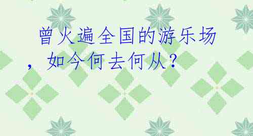 曾火遍全国的游乐场,如今何去何从?