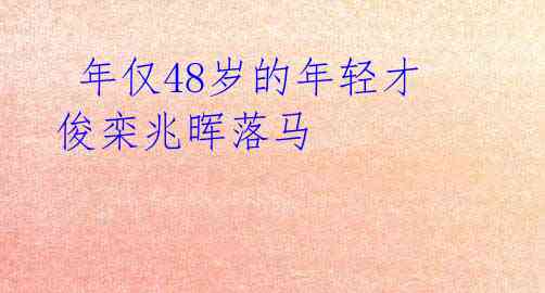 年仅48岁的年轻才俊栾兆晖落马