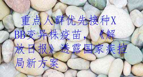 重点人群优先接种XBB变异株疫苗,《解放日报》透露国家疾控局新方案