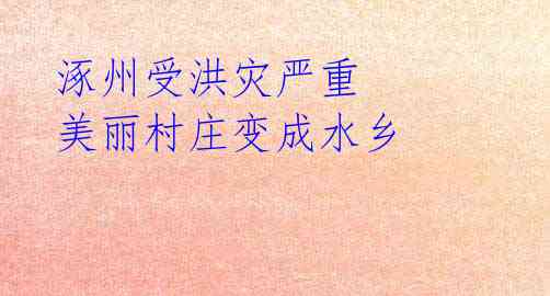涿州受洪灾严重 美丽村庄变成水乡