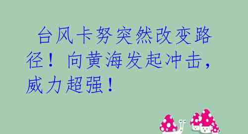  台风卡努突然改变路径！向黄海发起冲击，威力超强！ 