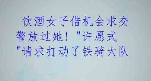  饮酒女子借机会求交警放过她! "许愿式"请求打动了铁骑大队