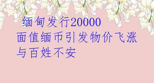  缅甸发行20000面值缅币引发物价飞涨与百姓不安