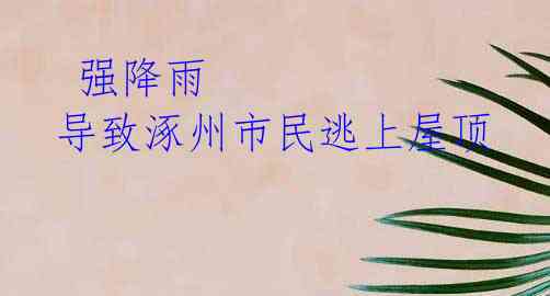 强降雨 导致涿州市民逃上屋顶
