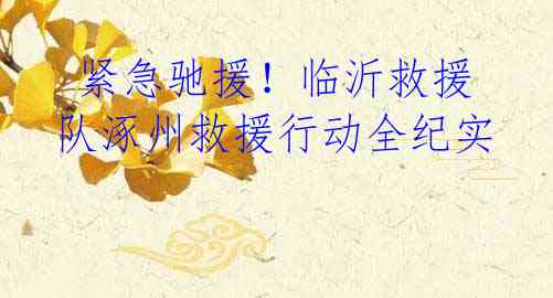 紧急驰援!临沂救援队涿州救援行动全纪实