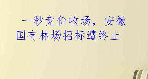  一秒竞价收场，安徽国有林场招标遭终止 