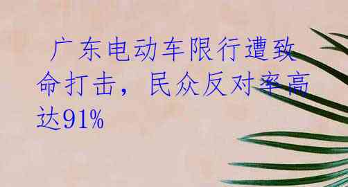  广东电动车限行遭致命打击，民众反对率高达91% 