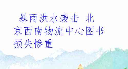 暴雨洪水袭击 北京西南物流中心图书损失惨重