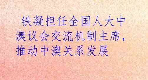 铁凝担任全国人大中澳议会交流机制主席,推动中澳关系发展
