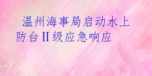  温州海事局启动水上防台Ⅱ级应急响应 