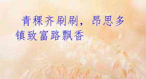 青稞齐刷刷,昂思多镇致富路飘香