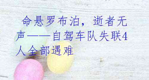 命悬罗布泊,逝者无声——自驾车队失联4人全部遇难