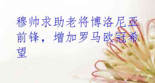 穆帅求助老将博洛尼亚前锋,增加罗马欧冠希望