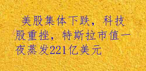 美股集体下跌,科技股重挫,特斯拉市值一夜蒸发221亿美元