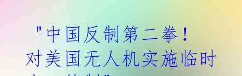 "中国反制第二拳!对美国无人机实施临时出口管制"
