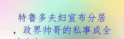  特鲁多夫妇宣布分居，政界帅哥的私事成全球头条 