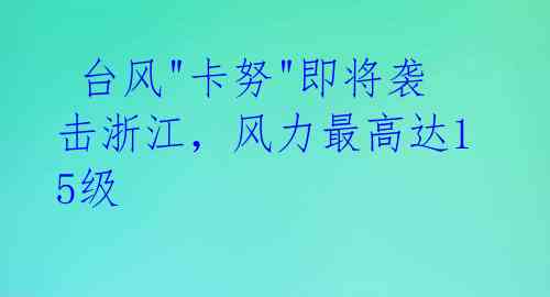 台风"卡努"即将袭击浙江,风力最高达15级